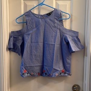 Express Open Shoulder Blue Blouse